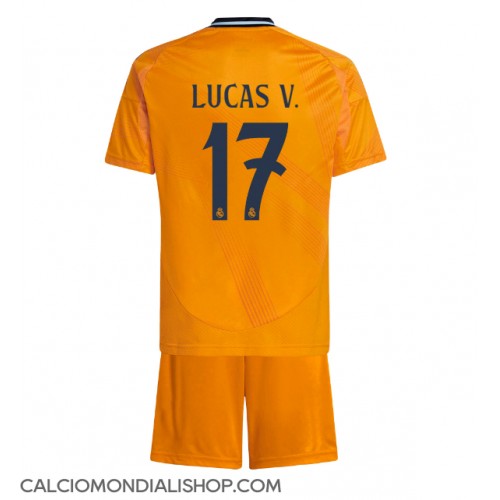 Maglie da calcio Real Madrid Lucas Vazquez #17 Seconda Maglia Bambino 2024-25 Manica Corta (+ Pantaloni corti)